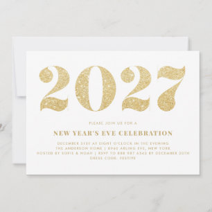 Faux Gold Glitter 2026 New Year's Eve Party Invitation