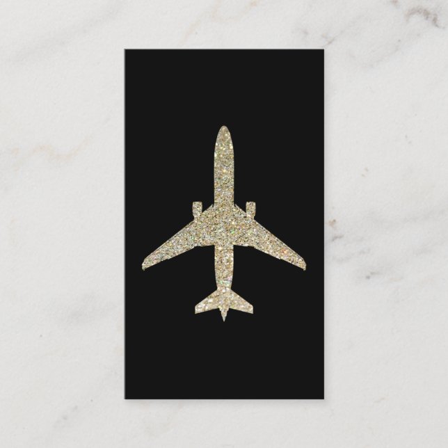  Faux Gold Glitter Aeroplane Business Card (Front)