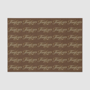 Faux Gold Glitter And Brown Thank You Pattern Tissue Paper