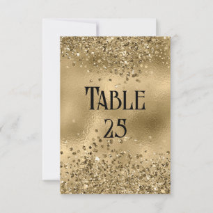 Faux Gold Glitter and Foil Wedding Table Number