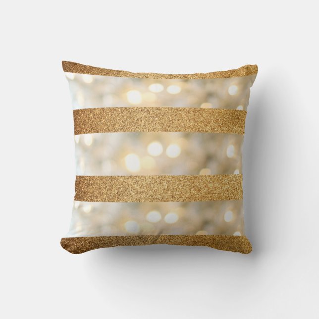 Faux Gold glitter and White Cushion (Front)