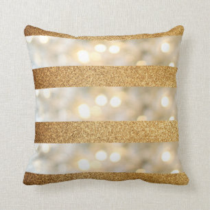 Faux Gold glitter and White Cushion