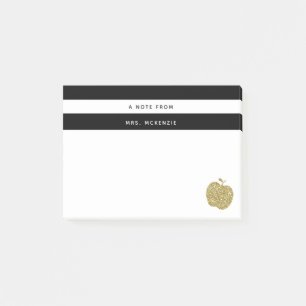 Faux Gold Glitter Apple Teacher Post-It Notes