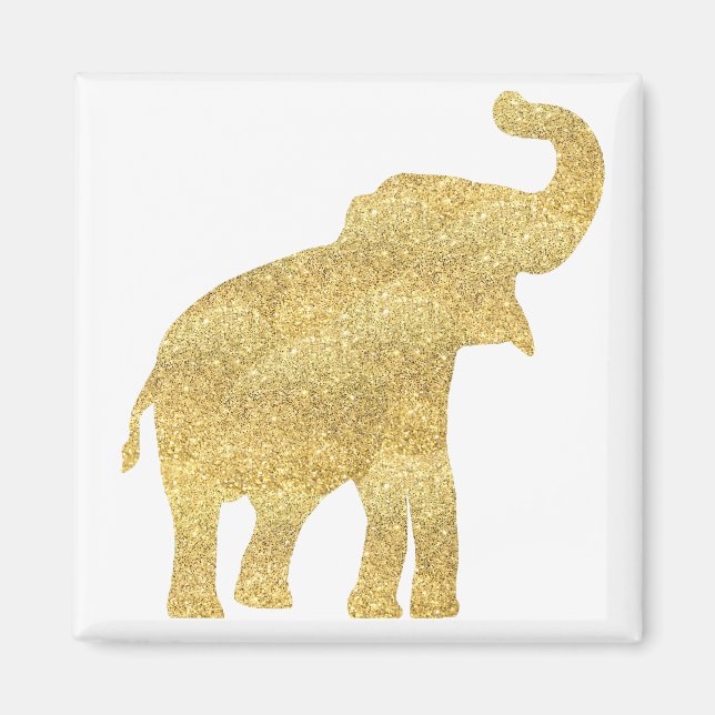 faux gold glitter baby elephant magnet (Front)