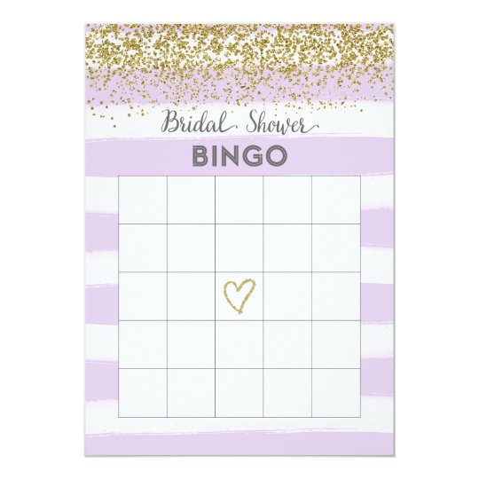 Faux Gold Glitter Bridal Shower Bingo Card