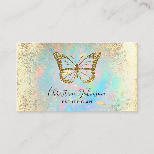 faux gold glitter butterfly logo business card (Front)