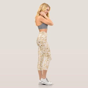 Faux Gold Glitter Capri Leggings