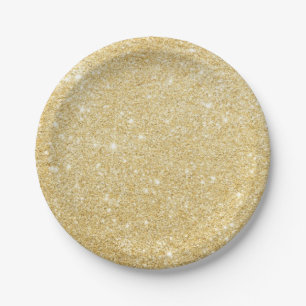 Faux Gold Glitter Chic Paper Plates