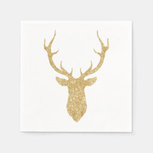 Faux Gold Glitter Christmas Deer Napkin