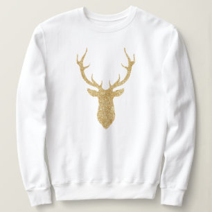 Faux Gold Glitter Christmas Deer Sweatshirt