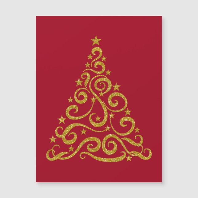 Faux Gold Glitter Christmas Swirl Tree (Front)