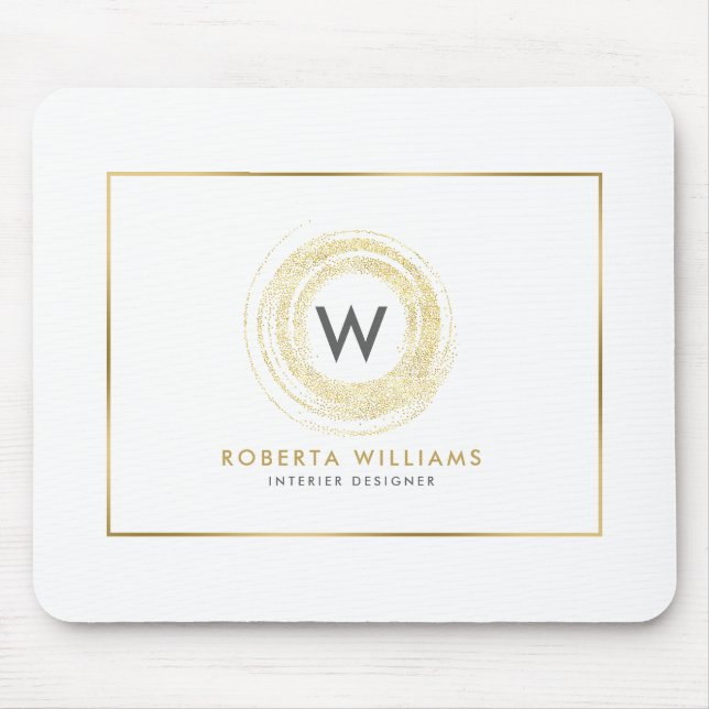 Faux Gold Glitter Circle Logo Mouse Mat (Front)