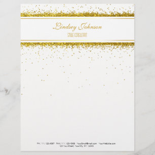 Faux Gold Glitter Confetti Designer - Letterhead