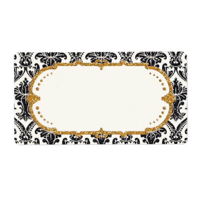 Faux Gold Glitter Damask Floral Pattern Business (Front)