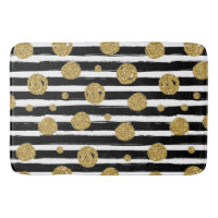 Faux gold glitter dots Black white stripes