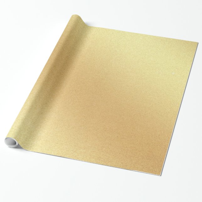 Faux Gold Glitter Elegant Modern Golden Glossy Wrapping Paper (Unrolled)