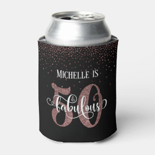 Faux Gold Glitter Festive 50 & Fabulous Birthday Can Cooler