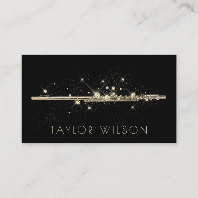 faux gold glitter flute  business card (Front)