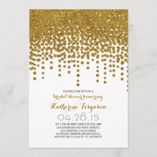 faux gold glitter foil confetti bridal shower invitation