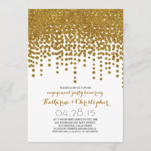faux gold glitter foil confetti engagement party invitation