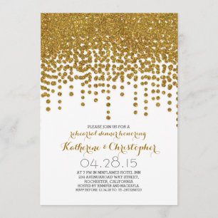 faux gold glitter foil confetti rehearsal dinner invitation