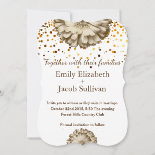 Faux Gold Glitter Foil Daisy Inspired Wedding Save The Date