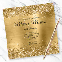 Faux Gold Glitter Foil Monogram 60th Birthday