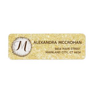 Faux Gold Glitter Foil Pink Return Address