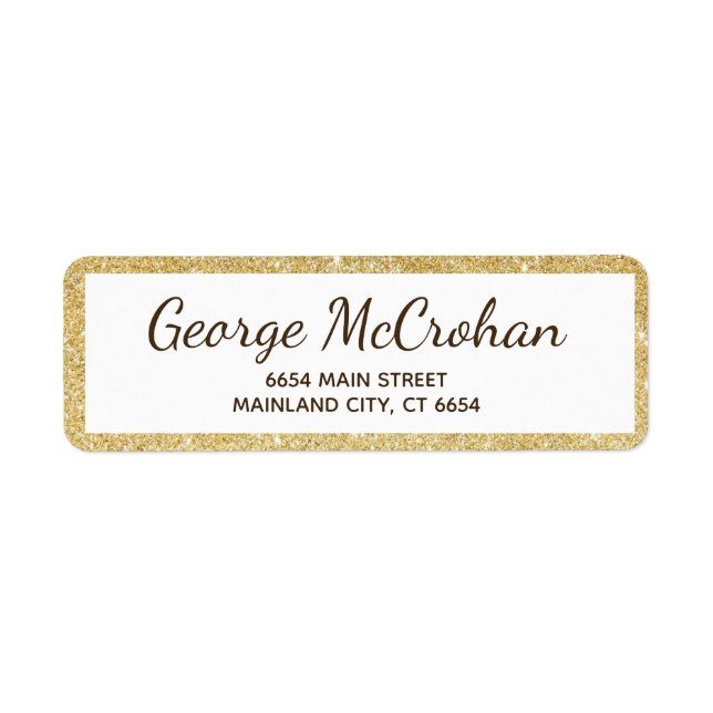 Faux Gold Glitter Foil Return Address (Front)
