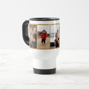 Faux Gold Glitter Frame 5 Photos Travel Mug