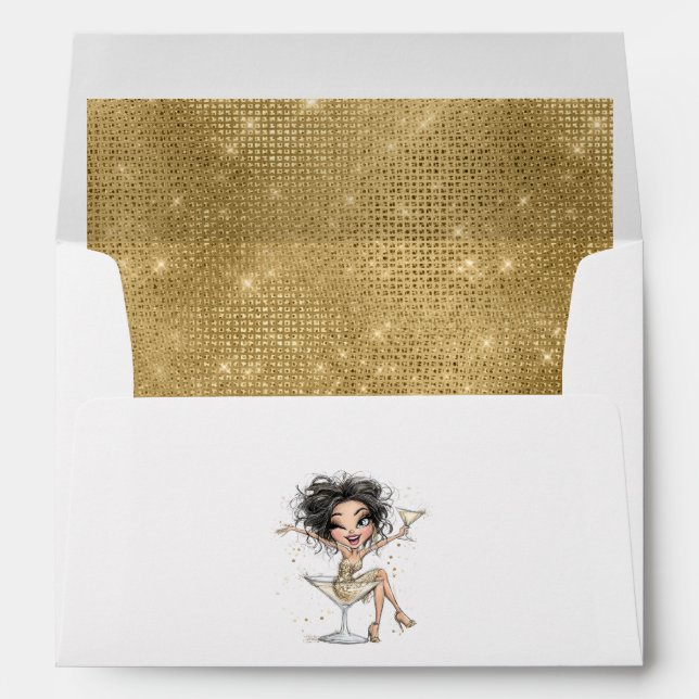 Faux Gold Glitter Glam Bachelorette Envelope (Back (Bottom))