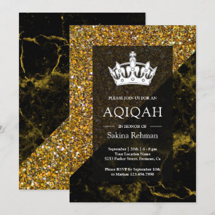 Faux Gold Glitter Gold Marble Aqeeqah   Aqiqah Invitation