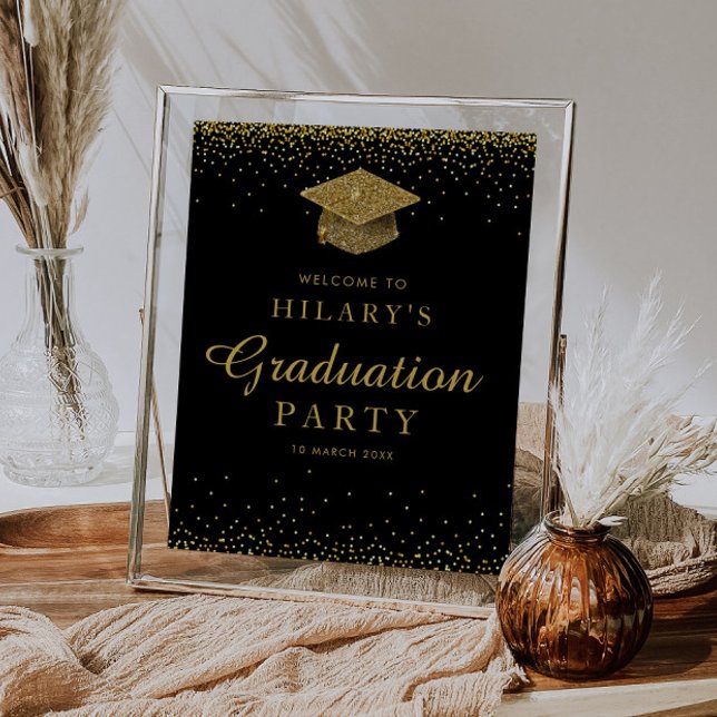 Faux gold glitter graduation party welcome sign (Creator Uploaded)