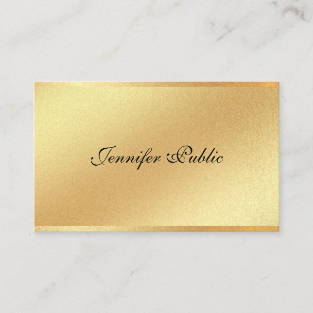 Faux Gold Glitter Hand Script Elegant Calligraphy Business Card (Front)