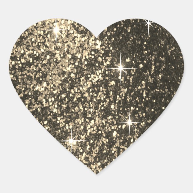 Faux Gold Glitter Heart Sticker (Front)