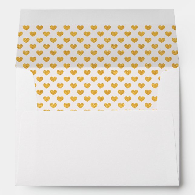 Faux Gold Glitter Hearts - Envelope (Back (Bottom))