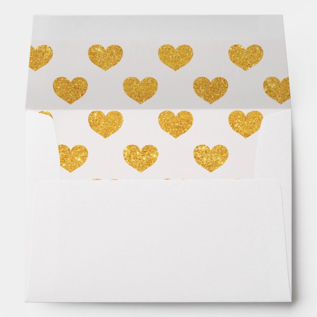 Faux Gold Glitter Hearts - Envelope (Back (Bottom))
