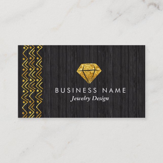 Faux Gold Glitter Jewellery Designer Business Card (Front)