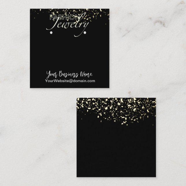 Faux Gold Glitter Jewellery earring display card (Front/Back)