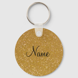 Faux gold glitter keychain with shiny glimmers