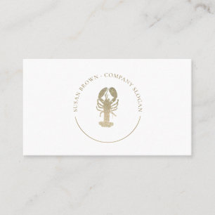 Faux Gold Glitter Lobster Logo Business Card