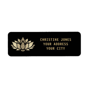 faux gold glitter lotus flower on black