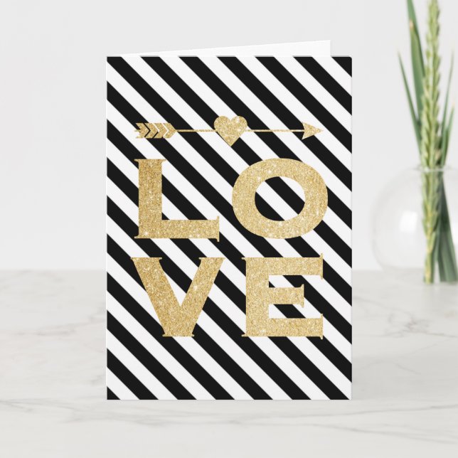 Faux Gold Glitter Love Valentine's Day Card (Front)