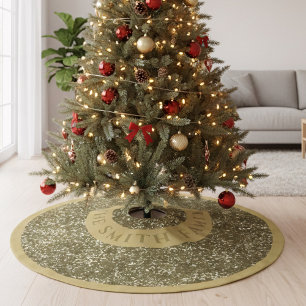 Faux Gold Glitter Name Christmas Tree Skirt