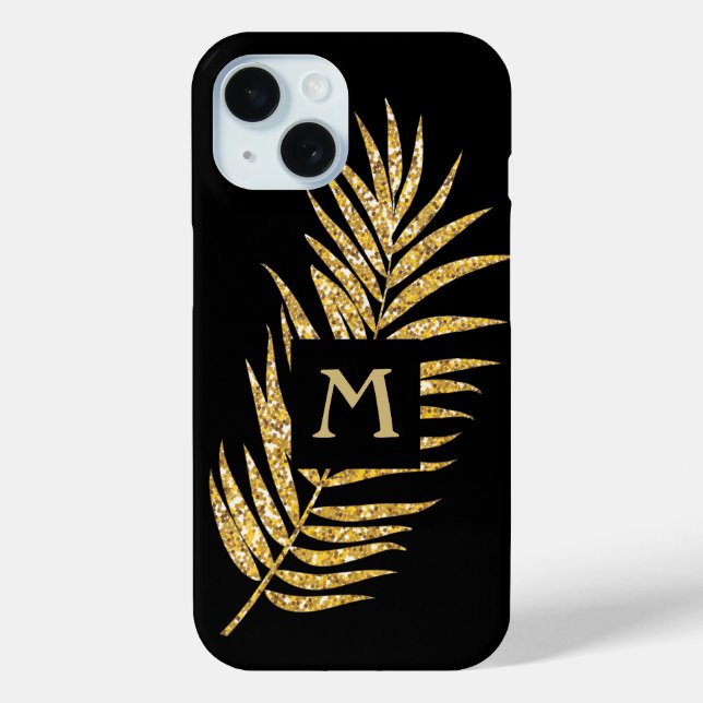 Faux Gold Glitter Palm Tropical Case-Mate iPhone Case (Back)