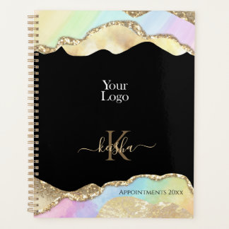 Faux Gold Glitter & Pastel Waves Appointment Book  Planner