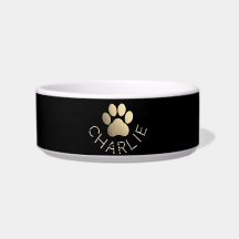 Faux Gold Glitter Pawprint Custom Name Dog