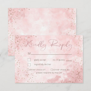 Faux Gold Glitter & Pink Modern RSVP Card