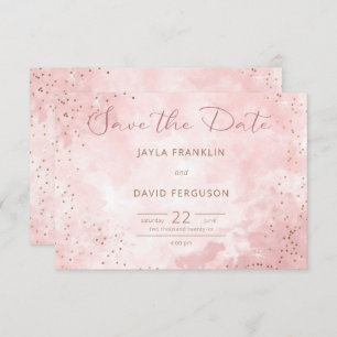 Faux Gold Glitter & Pink Modern Wedding Save The Date