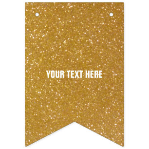 Faux gold glitter print image party bunting banner